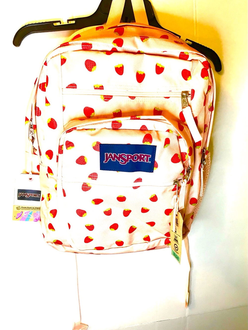 Jansport XL Big Student Strawberry Shower Backpack NWT - Picture 4 of 11